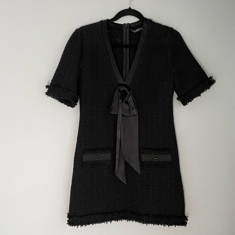 Zara tweed mini dress with bow